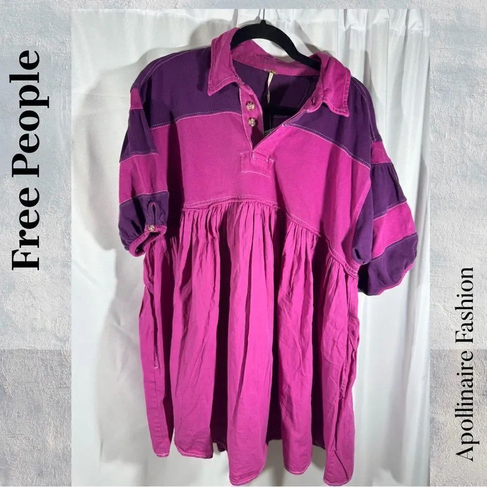 Free People Remy Rugby Tunic In Wineberry Medium New - Picture 5 of 7